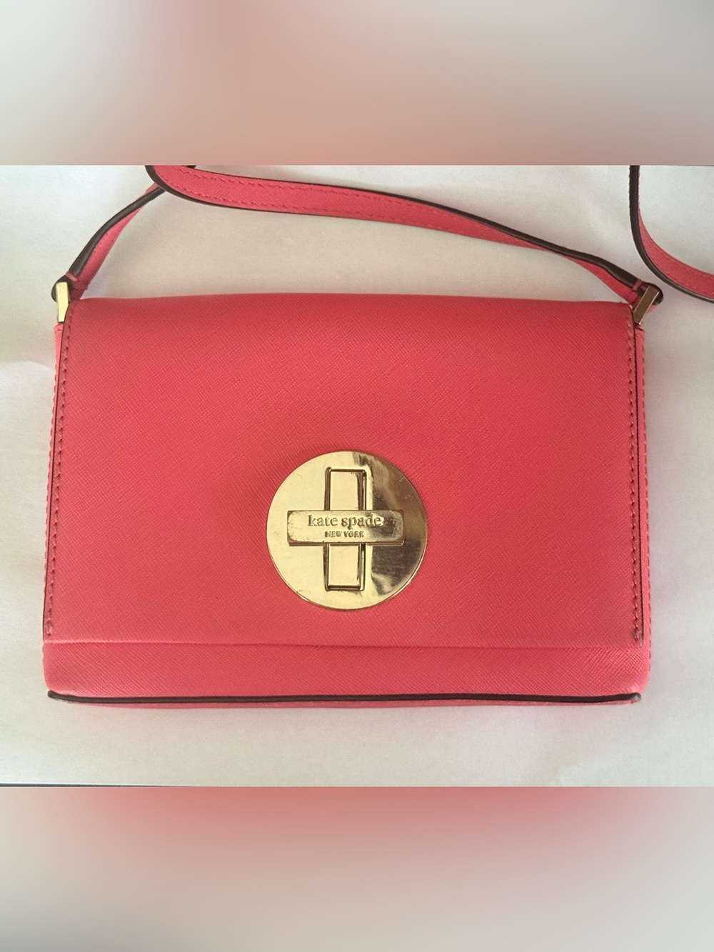 Kate Spade New York Sally Newbury Lane Saffiano Leather Crossbody Coral Bag